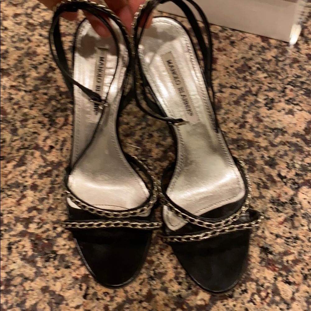 Manolo Blahnik black leather sandals